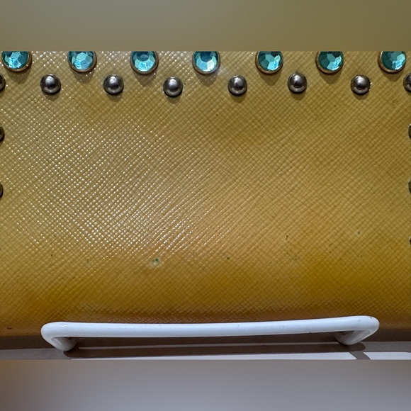 Prada Yellow Saffiano Bijou Jewel Leather Zip Around Long Zippy Wallet - Picture 9 of 16